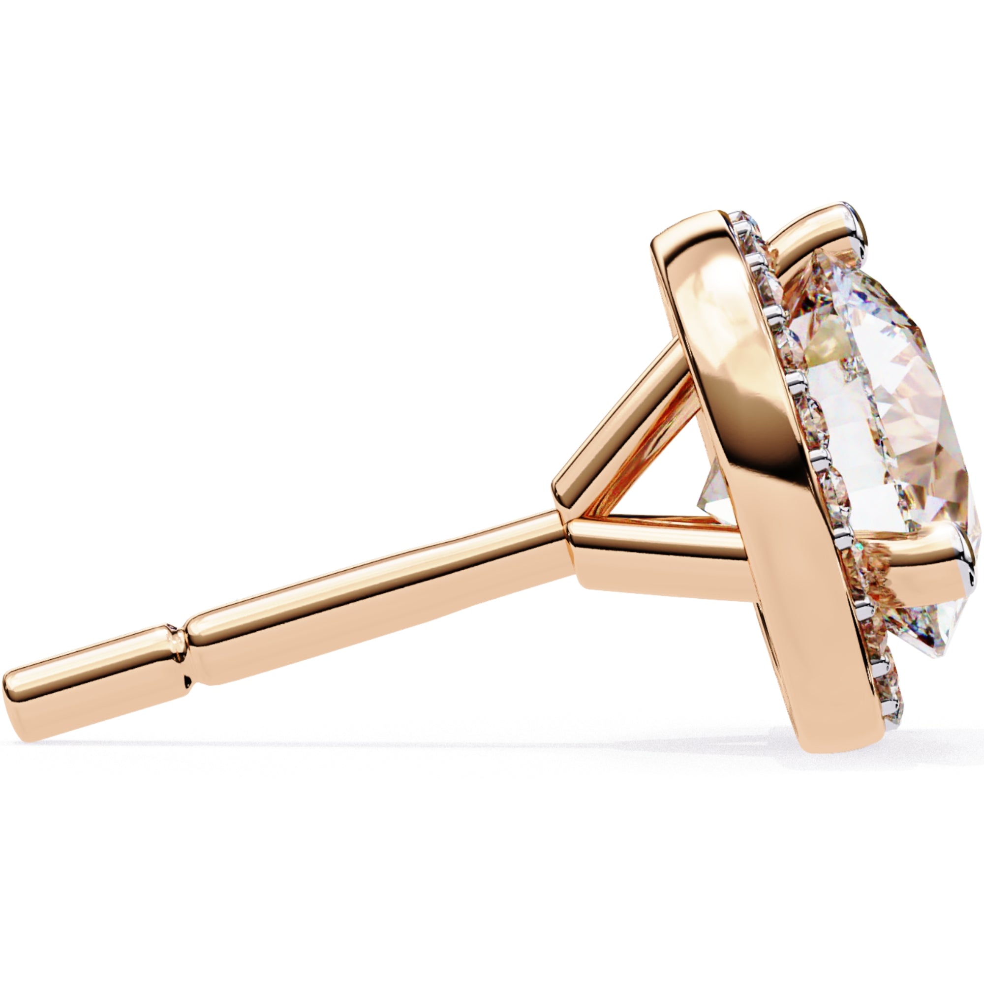 Cercei Stud Halo Dreams din Aur 14k cu Moissanite de 1.95 ct