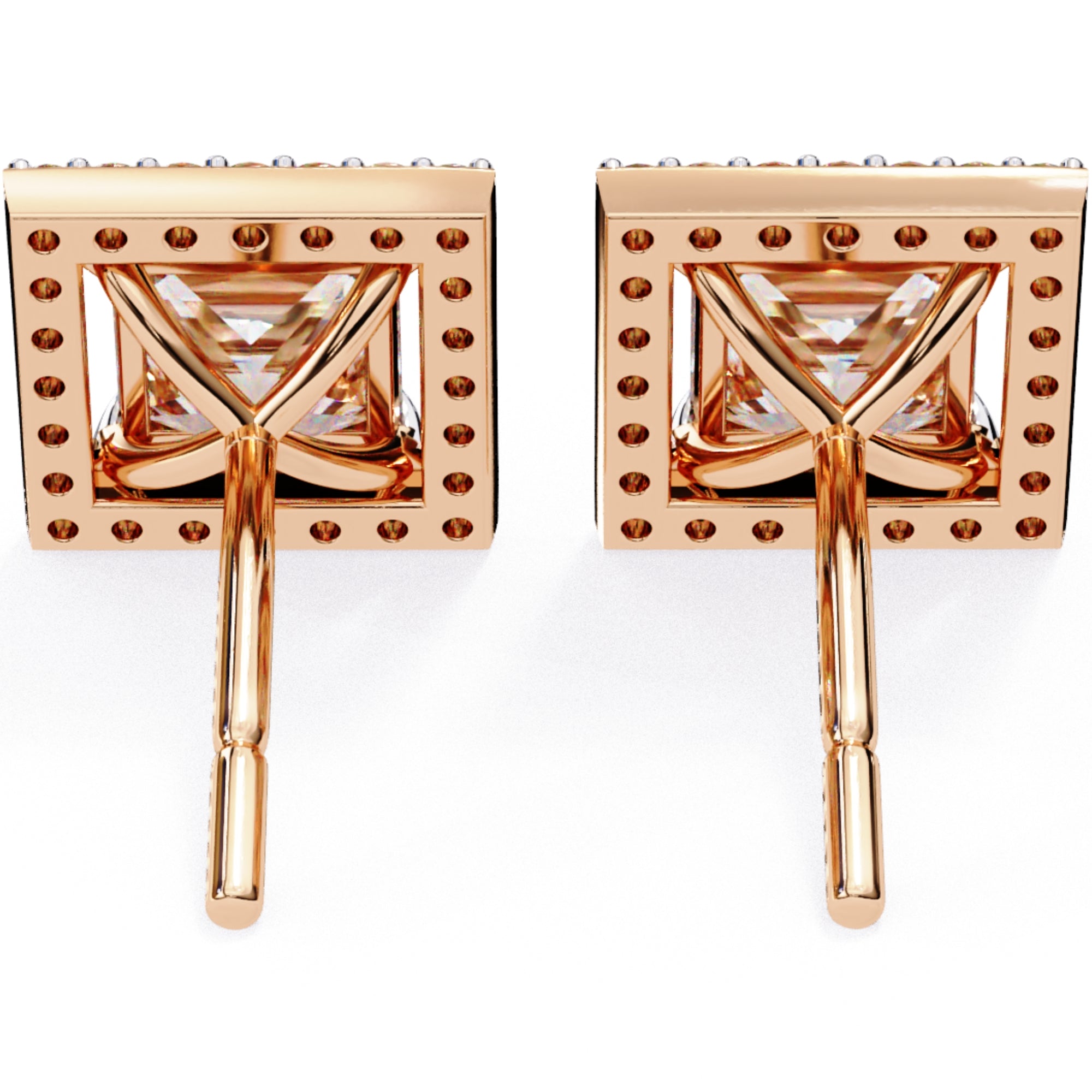 Cercei Stud Square cu Diamante Create în Laborator de 0.84 ct din 18K Aur Roz - Castelo.ro