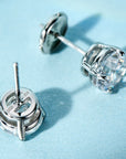 Cercei Stud cu Cristal Rotund Strălucitor în Patru Gheare din Argint 925 din - Castelo.ro