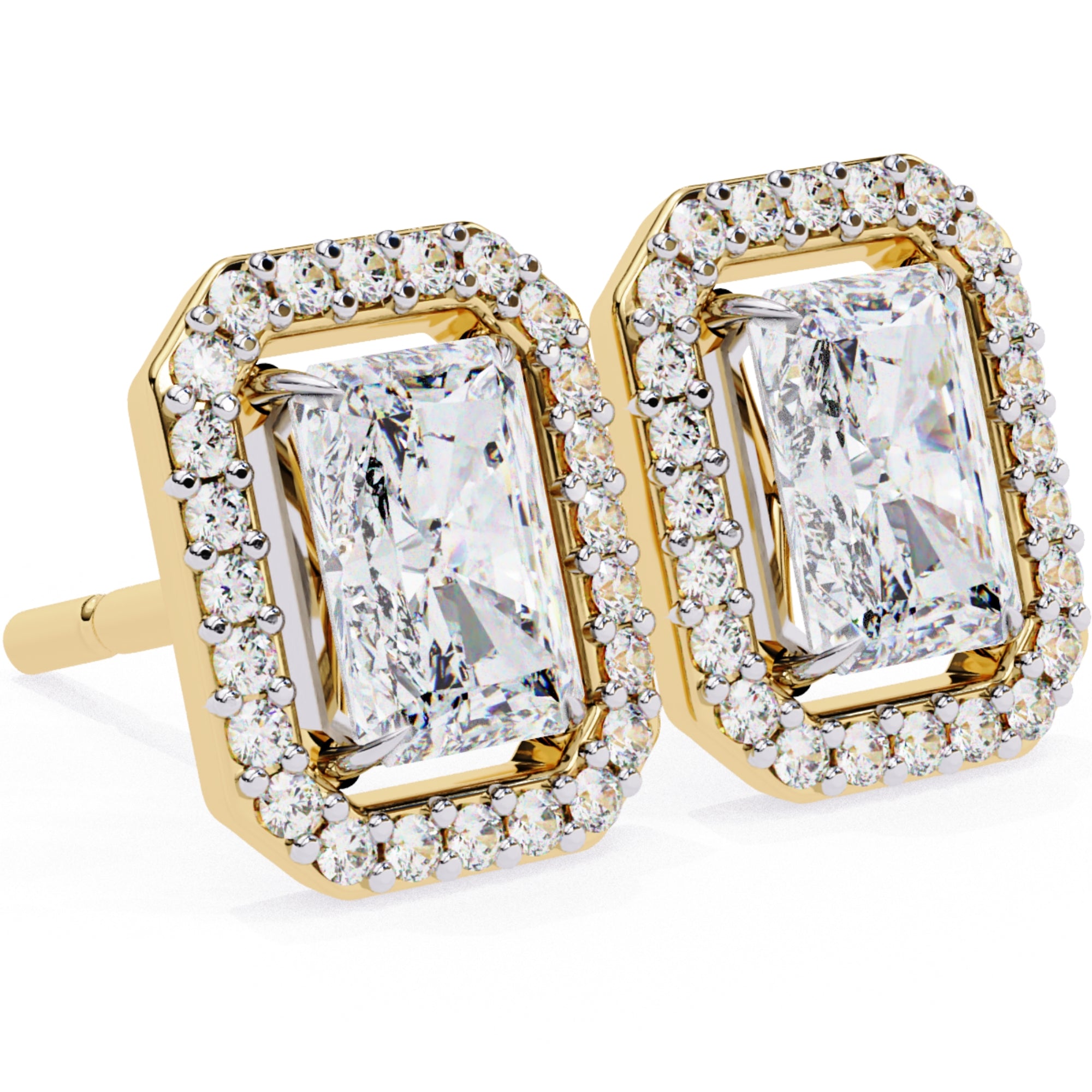 Cercei Stud Radiant Eiffel cu Moissanite de 0.95 ct din 18K Aur Galben - Castelo.ro