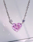 Colier Pendant Inimă Roz din Argint 925 cu Zircon din - Castelo.ro