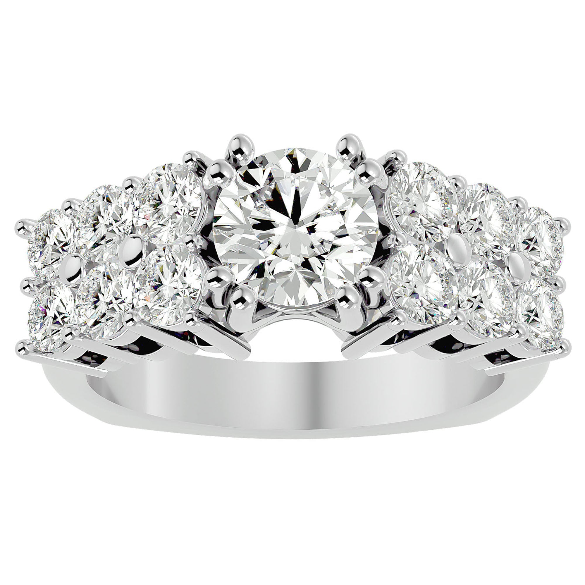 Inel De Logodnă Versailles Solitaire din Aur 14k cu Diamante Naturale de 3.14 ct din 14k Aur Alb - Castelo.ro