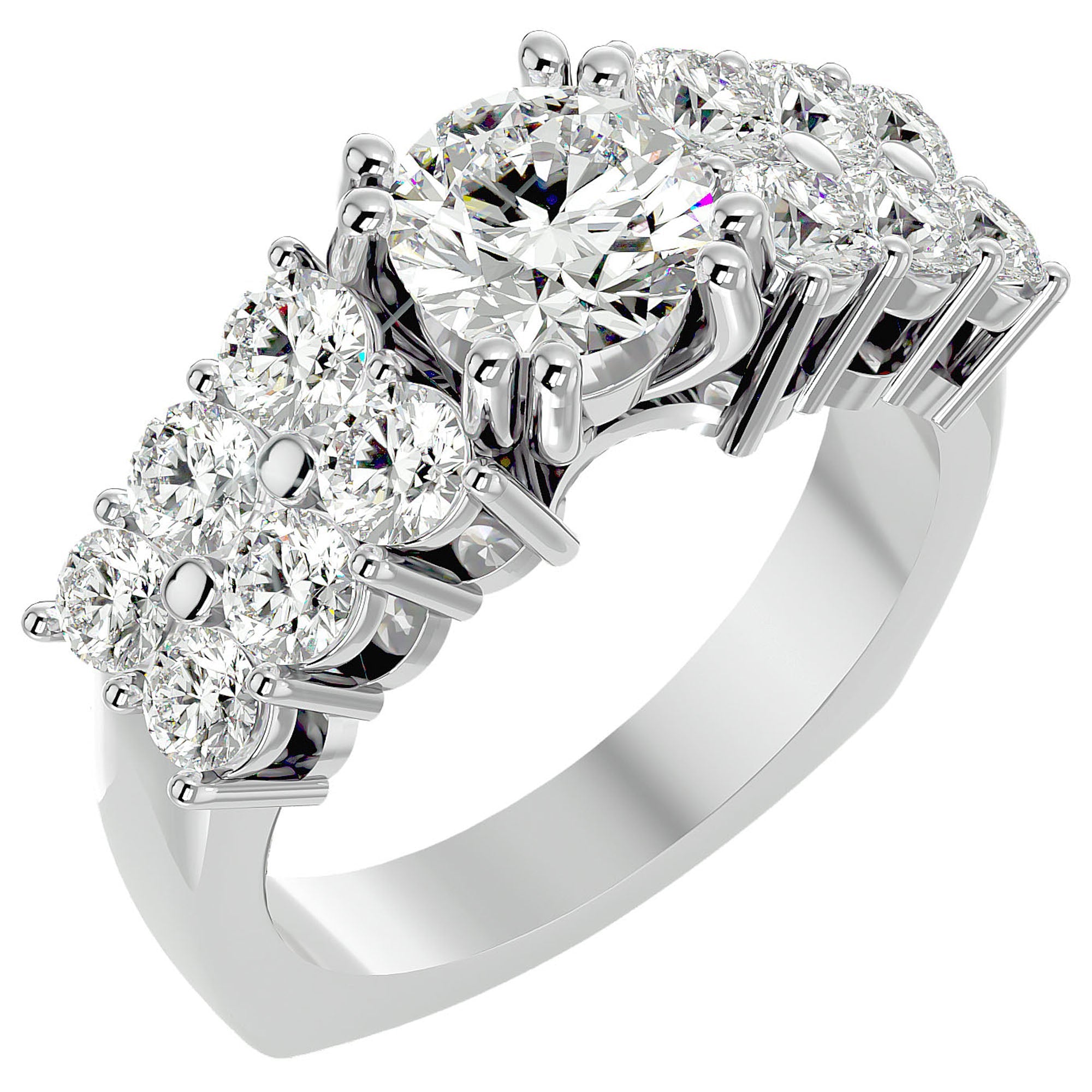 Inel De Logodnă Versailles Solitaire din Aur 14k cu Diamante Naturale de 3.14 ct din 14k Aur Alb - Castelo.ro