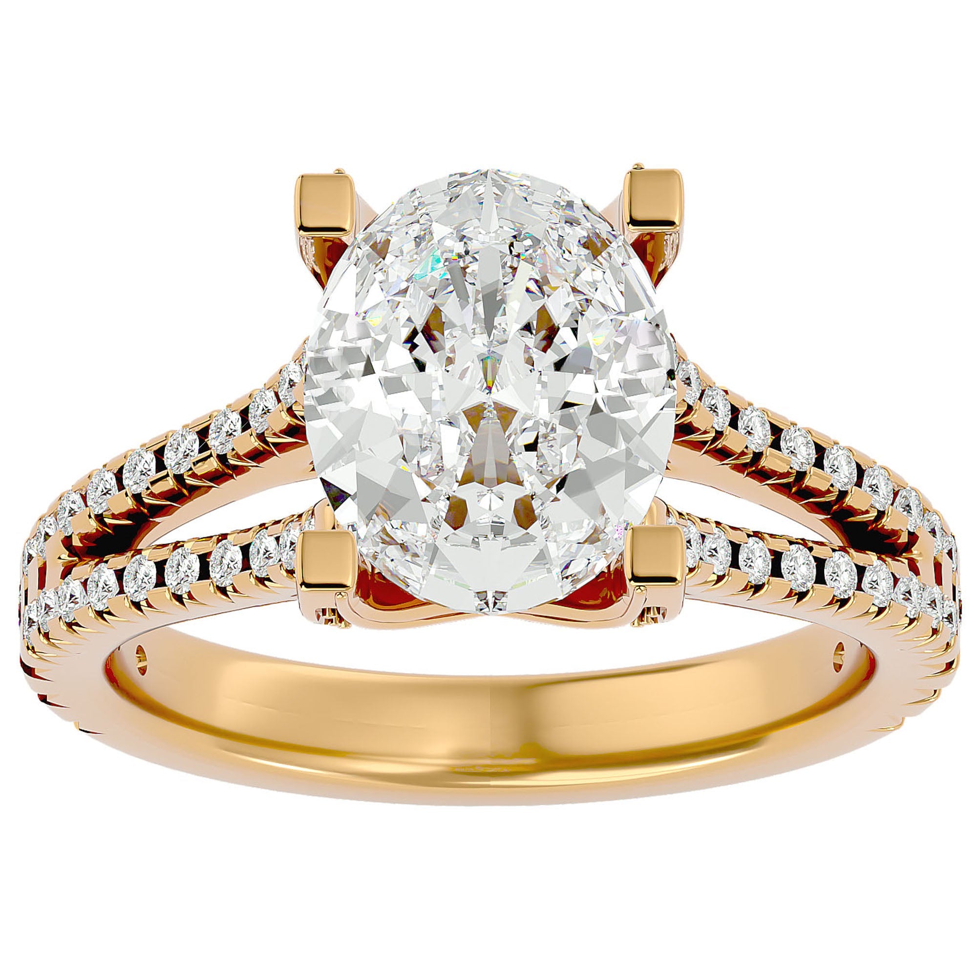 Inel De Logodnă Epoque Pavé din Aur 14k cu Moissanite de 2.74 ct din 14k Aur Galben - Castelo.ro