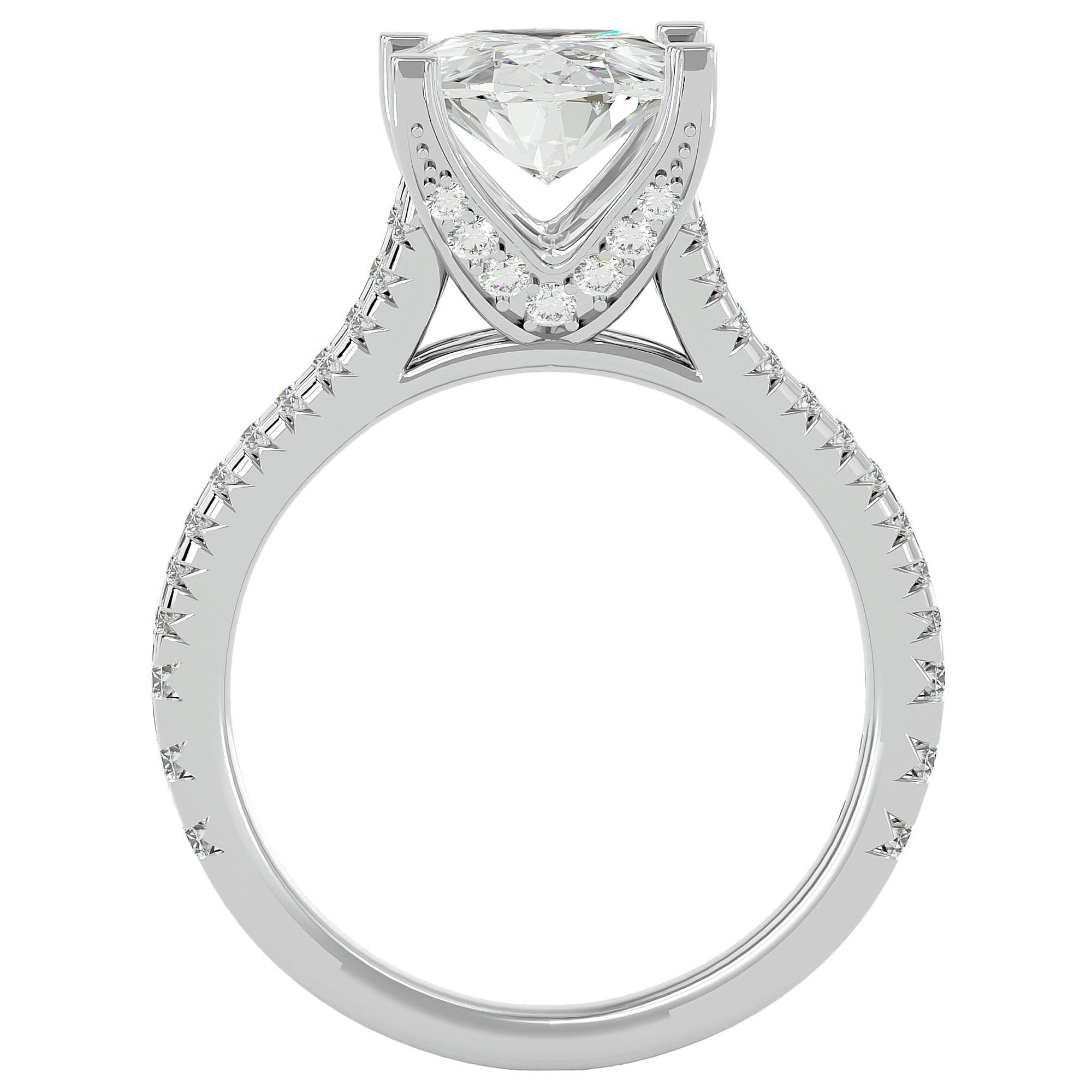 Inel De Logodnă Epoque Pavé din Aur 14k cu Moissanite de 2.74 ct din 14k Aur Alb - Castelo.ro