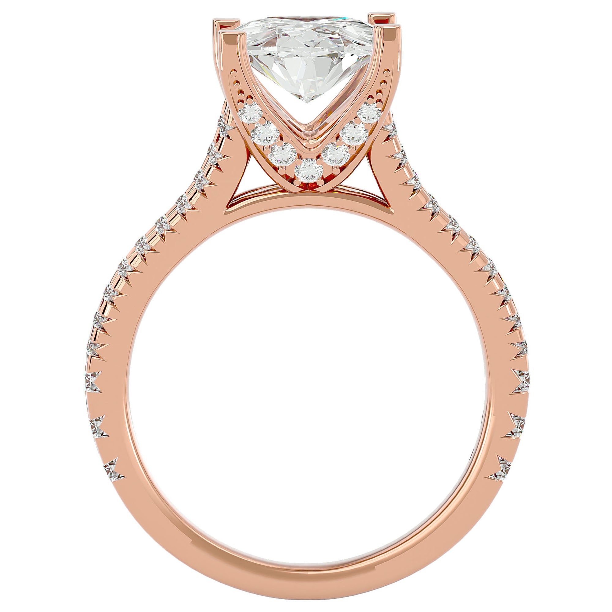 Inel De Logodnă Epoque Pavé cu Diamante Naturale de 2.74 ct din 18k Aur Roz - Castelo.ro