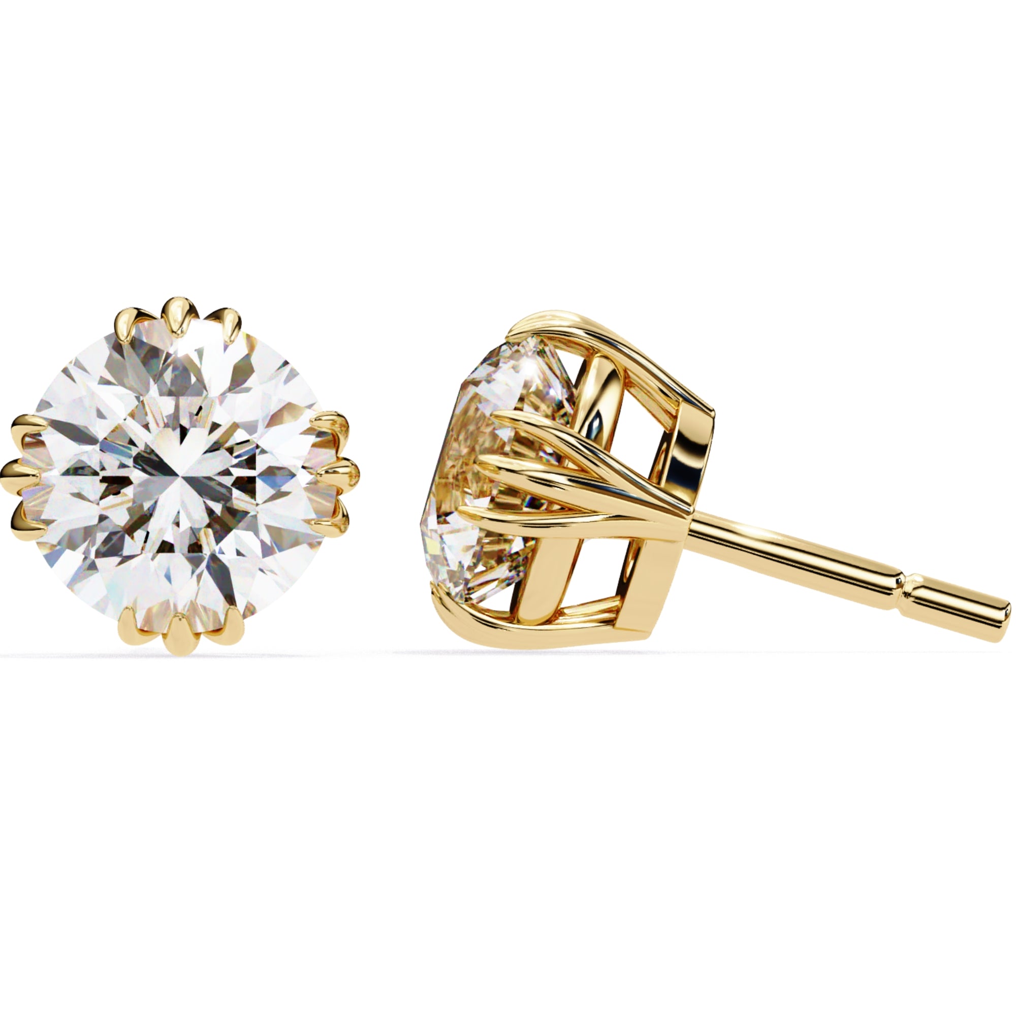 Cercei Stud Imperial din Aur 14k cu Diamante Naturale Tăietură Briliant de 2.8 ct din 14K Aur Galben - Castelo.ro