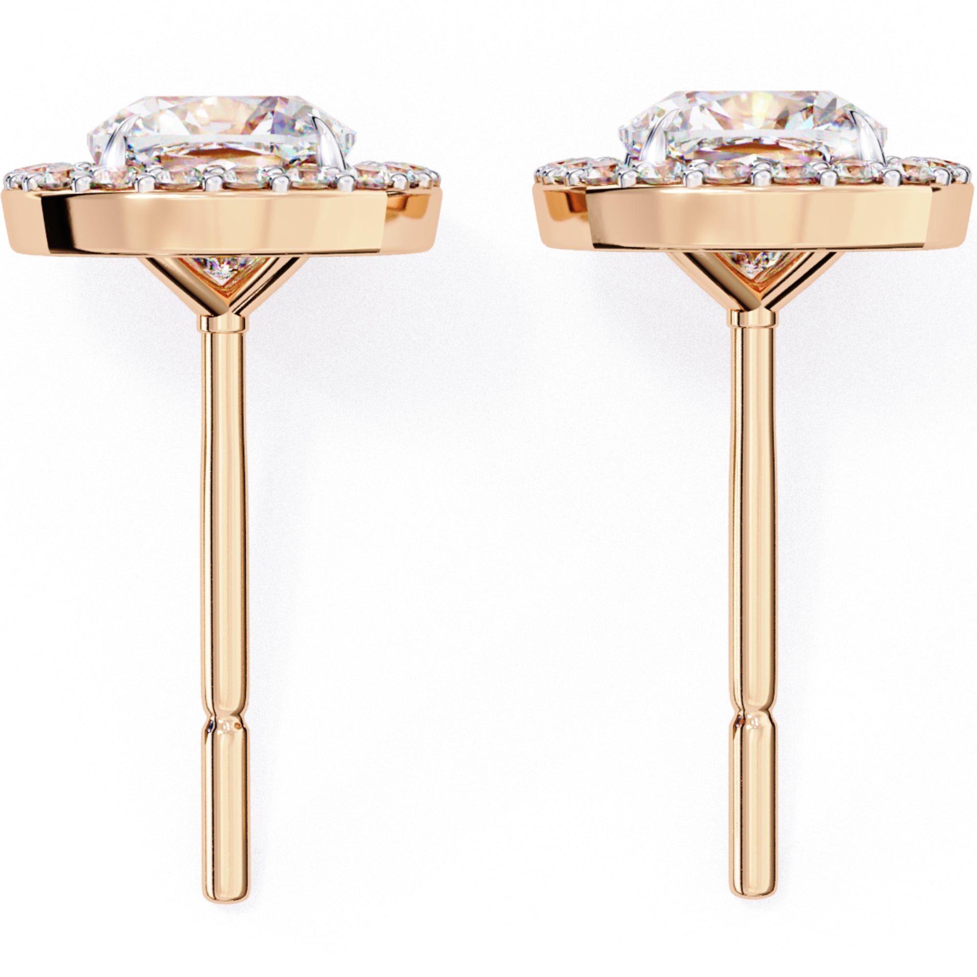 Cercei Stud Elsa cu Diamante Create în Laborator de 0.96 ct din 18K Aur Roz - Castelo.ro