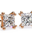 Cercei Stud Lumiere din Aur 14k cu Moissanite Tăietură Princess de 3 ct din 14K Aur Roz - Castelo.ro