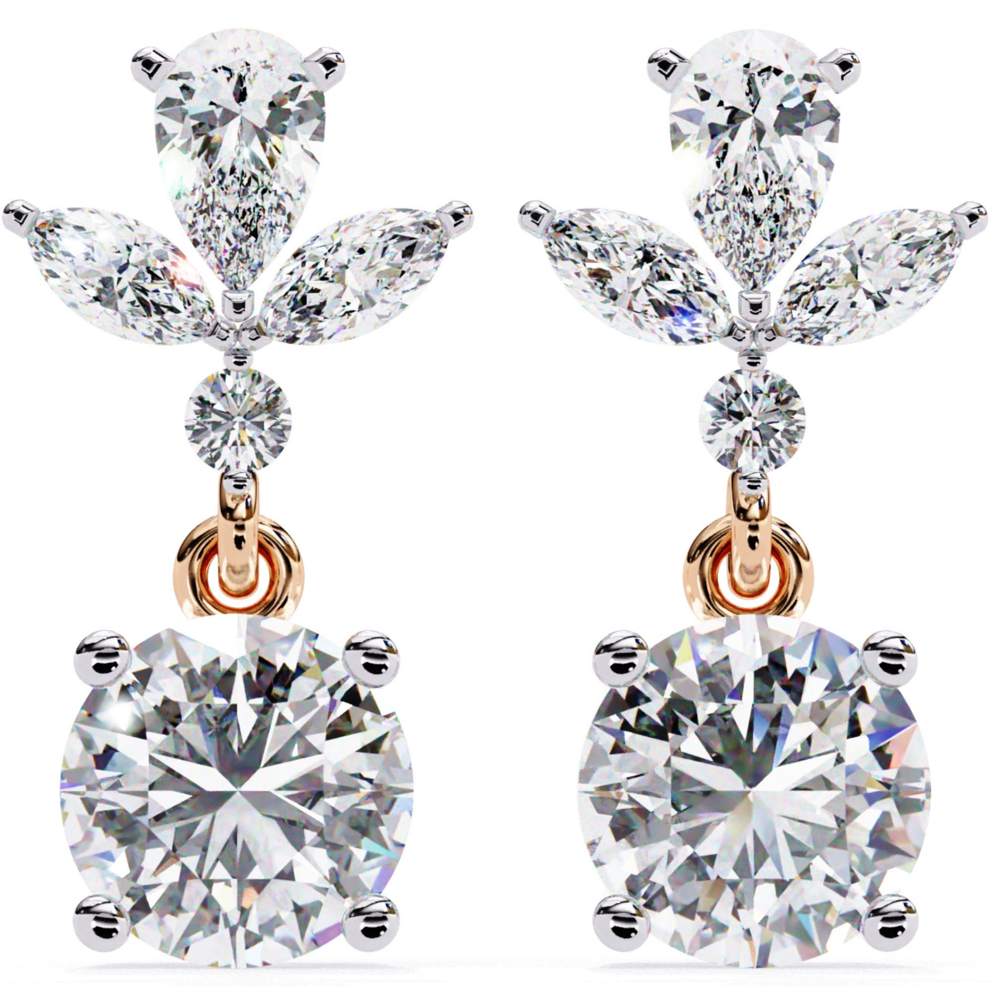 Cercei Stud Solitaire Drop din Aur 14k cu Moissanite de 1.16 ct