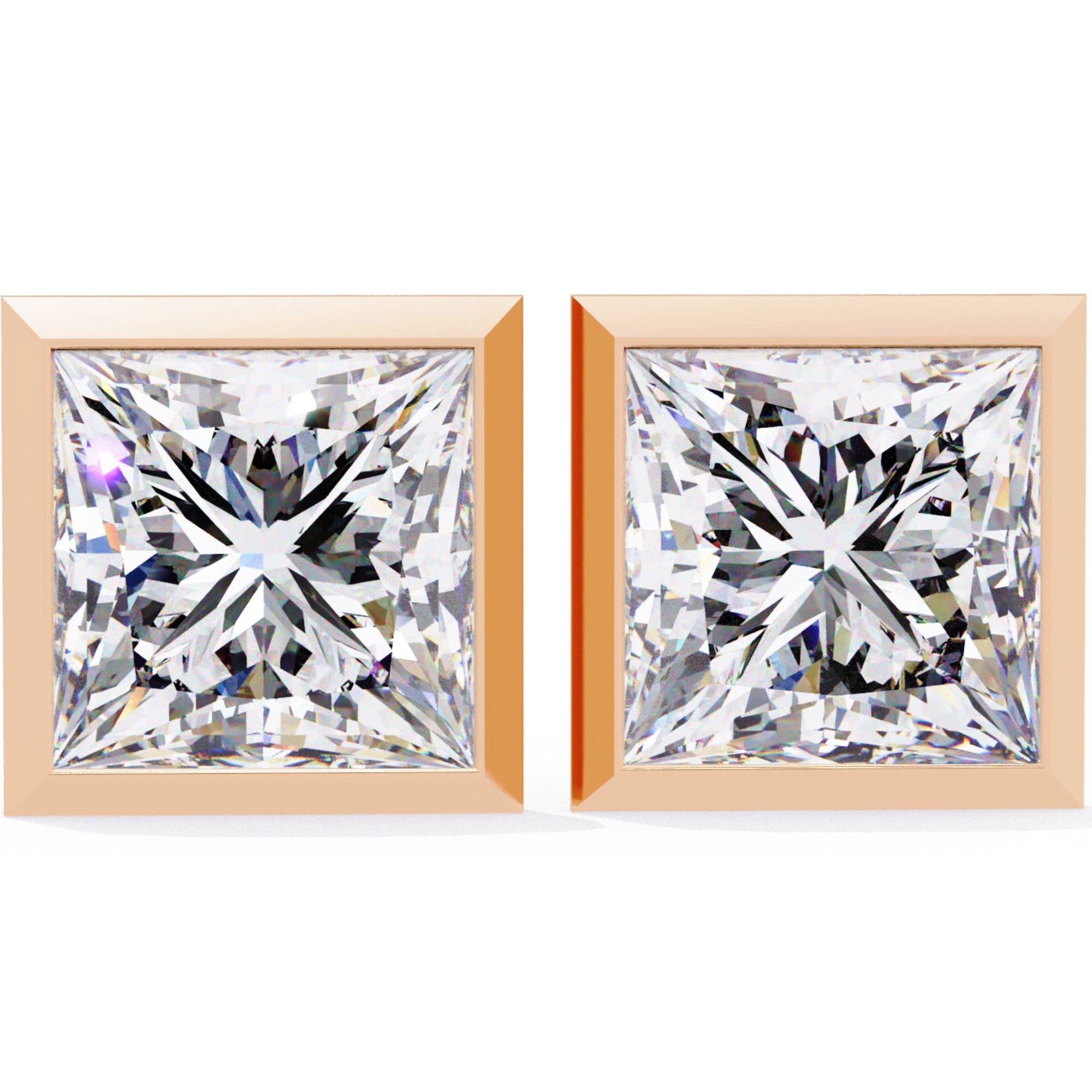 Cercei Stud Ravenna Princess din Aur 14k cu Moissanite de 1.77 ct