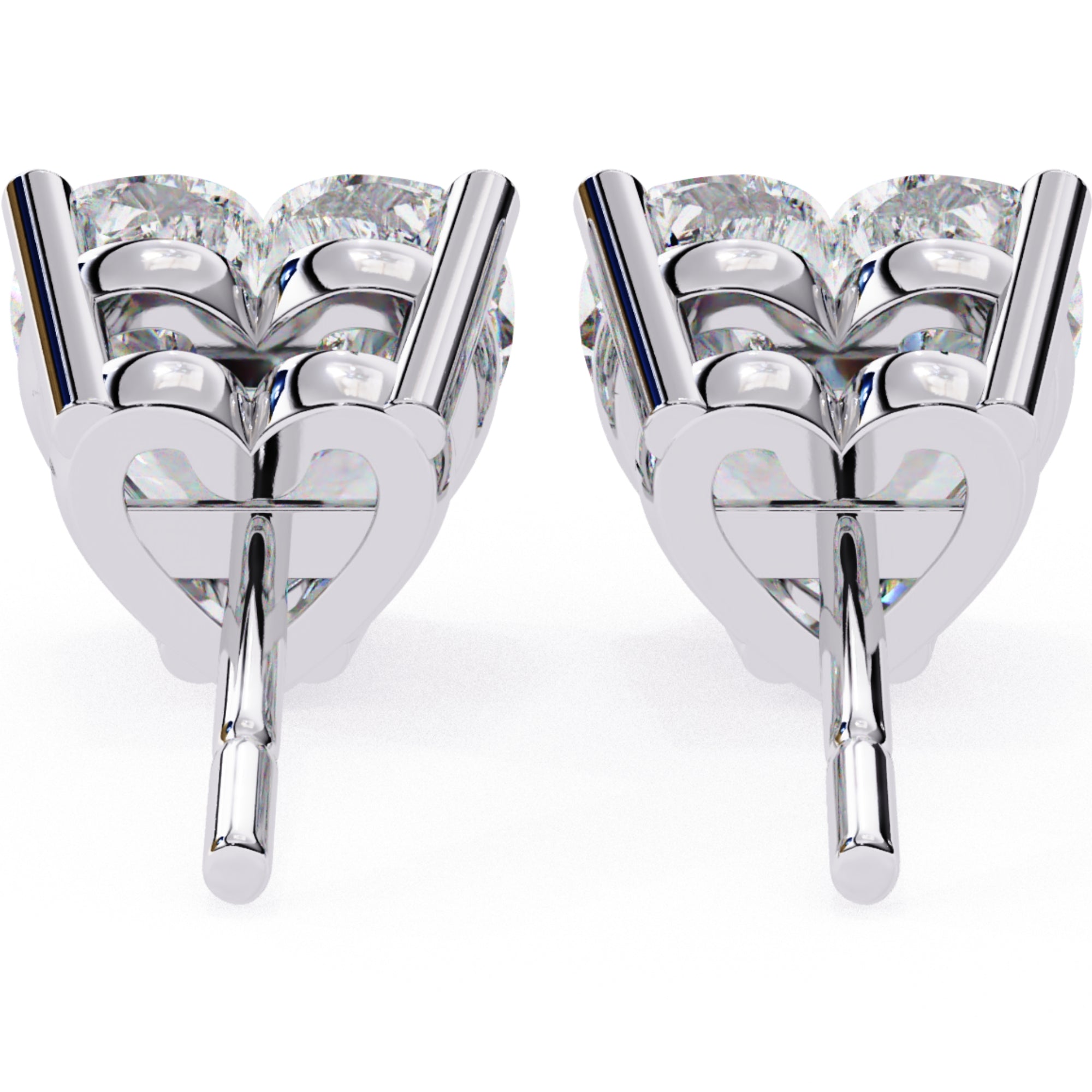 Cercei Stud Inima din Aur 14k cu Moissanite Tăietură Heart de 2.4 ct din 14K Aur Alb - Castelo.ro
