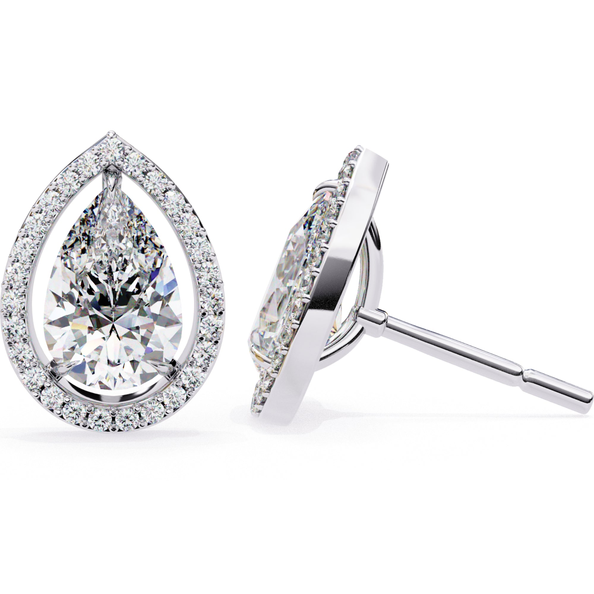 Cercei Stud Tear Drop din Aur 14k cu Moissanite de 0.81 ct din 14K Aur Alb - Castelo.ro