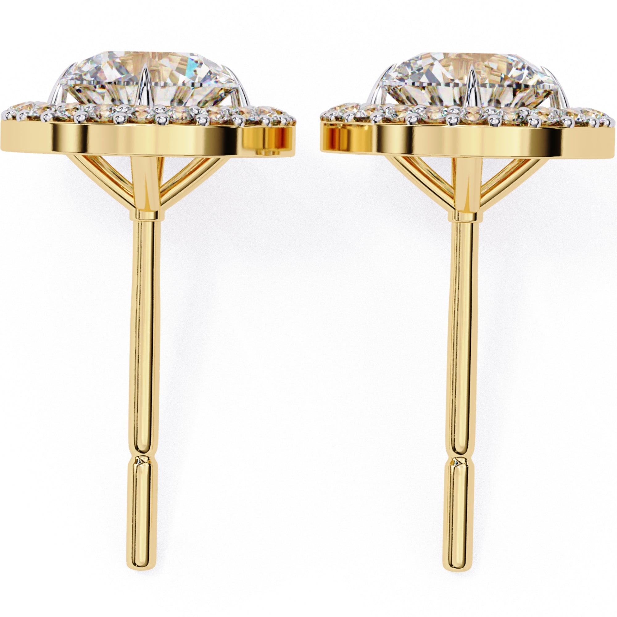 Cercei Stud Oval Star din Aur 14k cu Diamante Create în Laborator de 0.97 ct din 14K Aur Galben - Castelo.ro