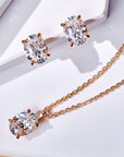 Cercei Stud cu Tăietură Ovală din Argint 925 Placat cu Aur Roz și Zircon 5A din - Castelo.ro