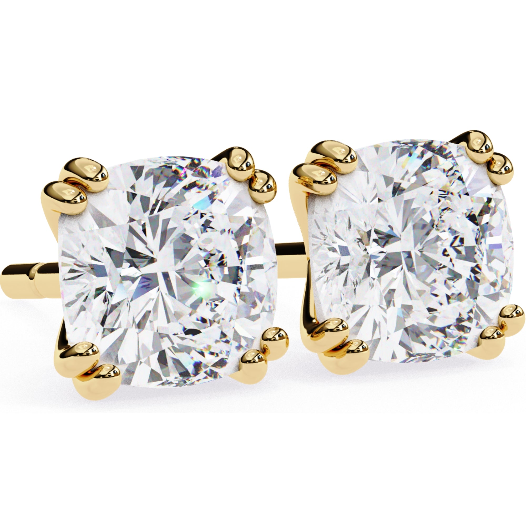 Cercei Stud Monaco cu Moissanite Tăietură Cushion Square de 2.2 ct din 18K Aur Galben - Castelo.ro