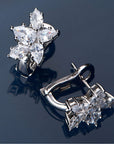 Cercei Stud Cluster cu Zirconiu 5A din Argint 925 Placat cu Rodiu din - Castelo.ro