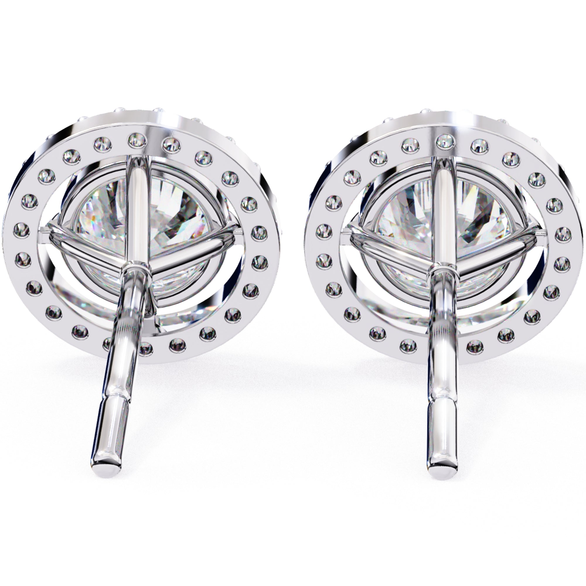 Cercei Stud Round Halo cu Diamante Create în Laborator de 0.92 ct din - Castelo.ro