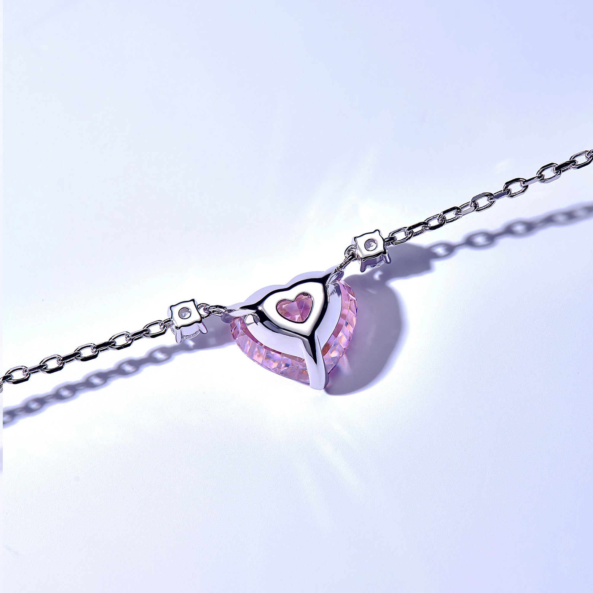 Colier Pendant Inimă Roz din Argint 925 cu Zircon din - Castelo.ro