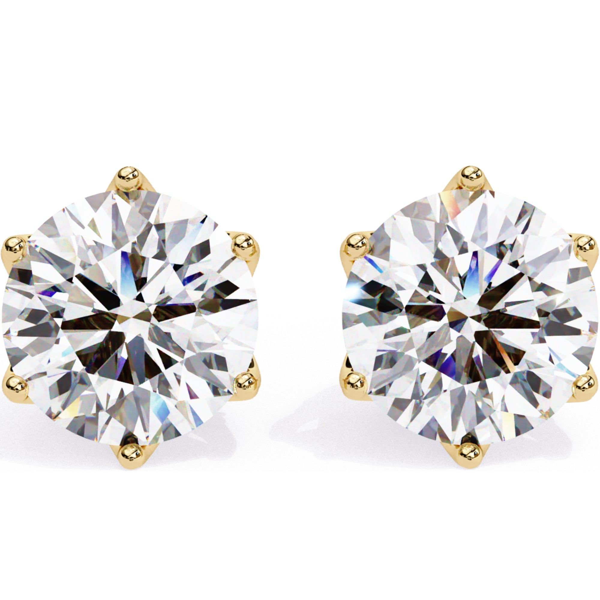 Cercei Stud Royal Cu Diamante Naturale Tăietură Briliant de 2.6 ct din 18K Aur Galben - Castelo.ro