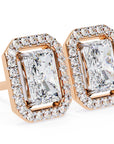 Cercei Stud Radiant Eiffel cu Moissanite de 0.95 ct din 18K Aur Roz - Castelo.ro