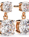 Cercei Drop Stud Cu Diamante Naturale Tăietură Briliant de 3.7 ct din 18K Aur Roz - Castelo.ro