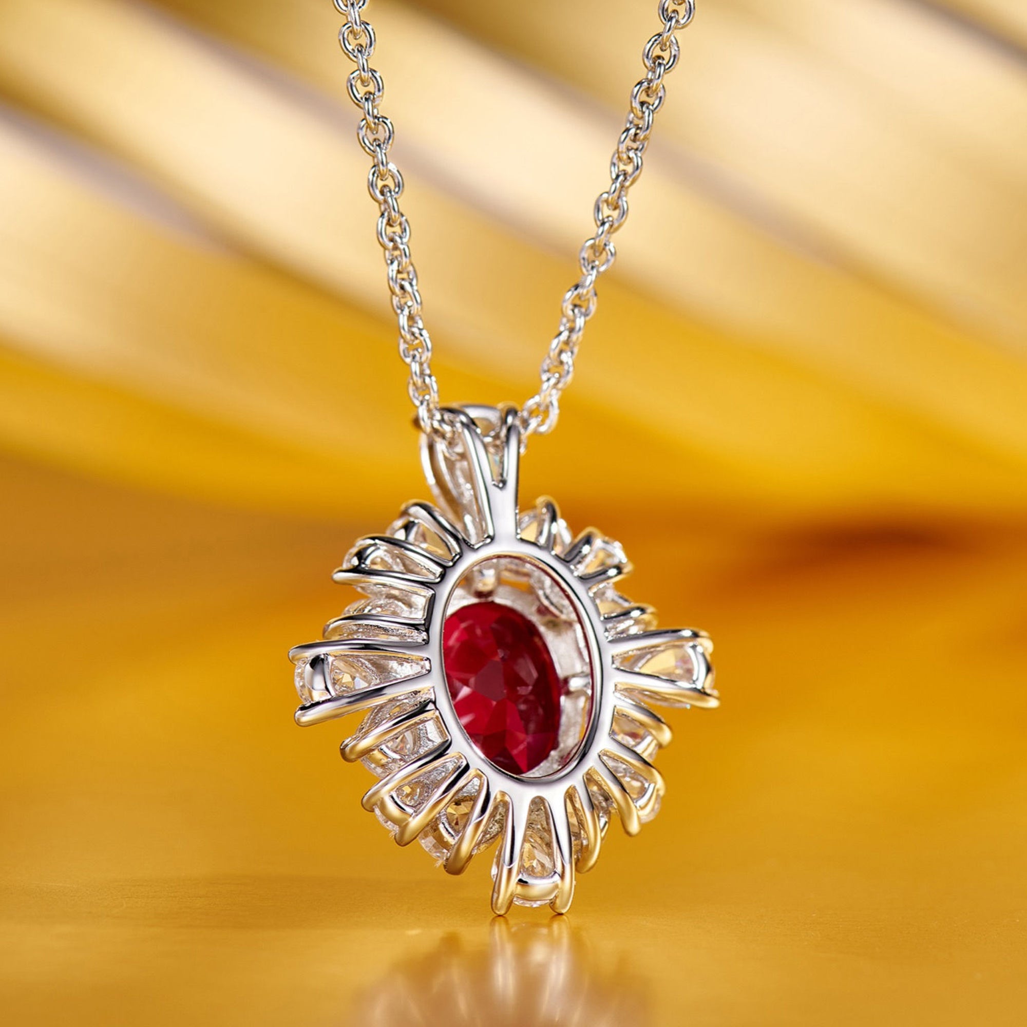 Colier Pendant Nobil din Argint 925 cu Piatra Rosie Zircon 5A din - Castelo.ro