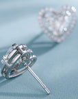 Cercei Stud Inimă cu Halo din Argint 925 Placat cu Rodiu și Zircon 5A din - Castelo.ro