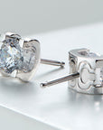 Cercei Stud cu Cristal Rotund Strălucitor din Argint 925 Placat cu Aur și Zirconiu 5A din Rodiu - Castelo.ro