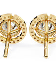 Cercei Stud Round Halo cu Moissanite de 0.92 ct din 18K Aur Galben - Castelo.ro