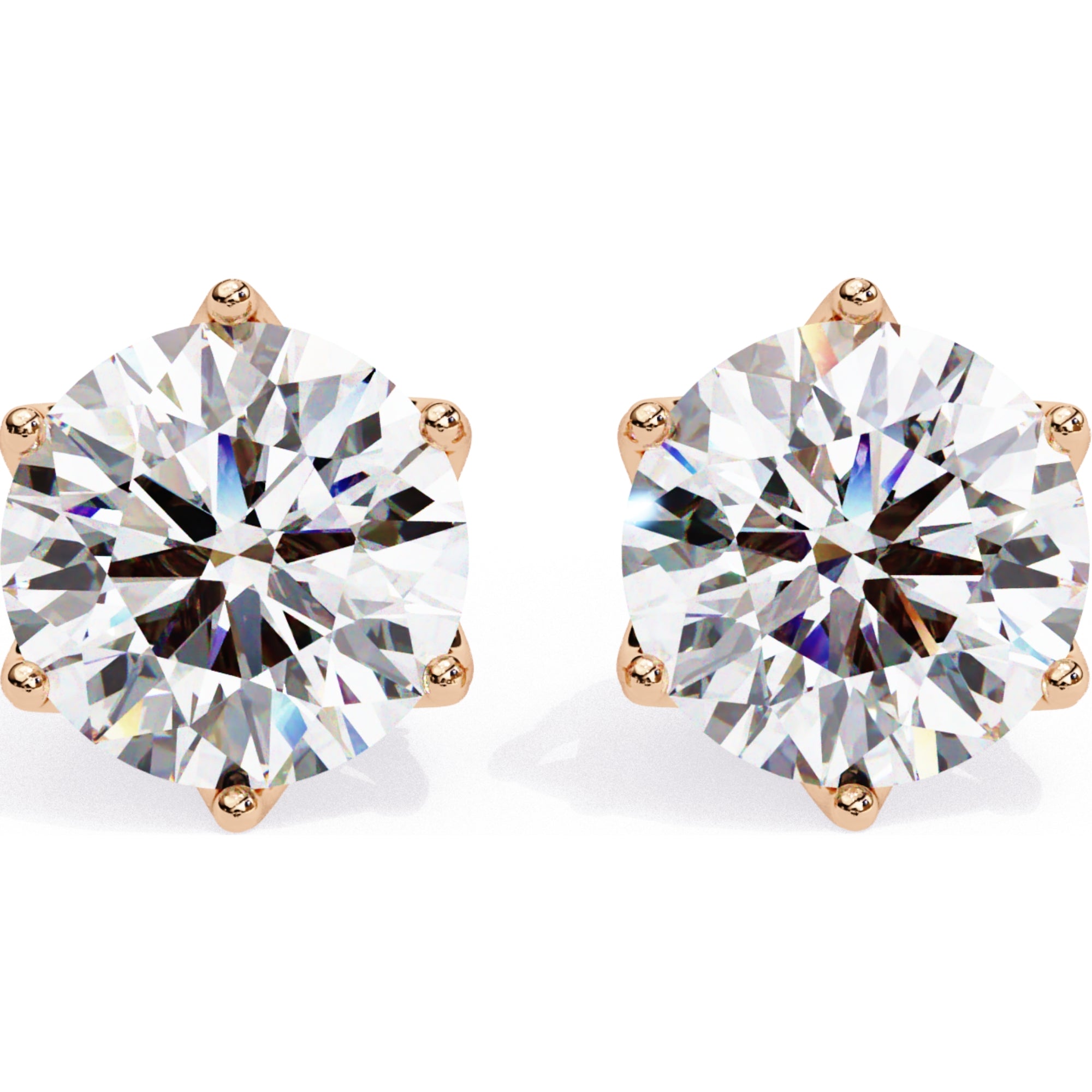Cercei Stud Royal Cu Diamante Naturale Tăietură Briliant de 2.6 ct din 18K Aur Roz - Castelo.ro