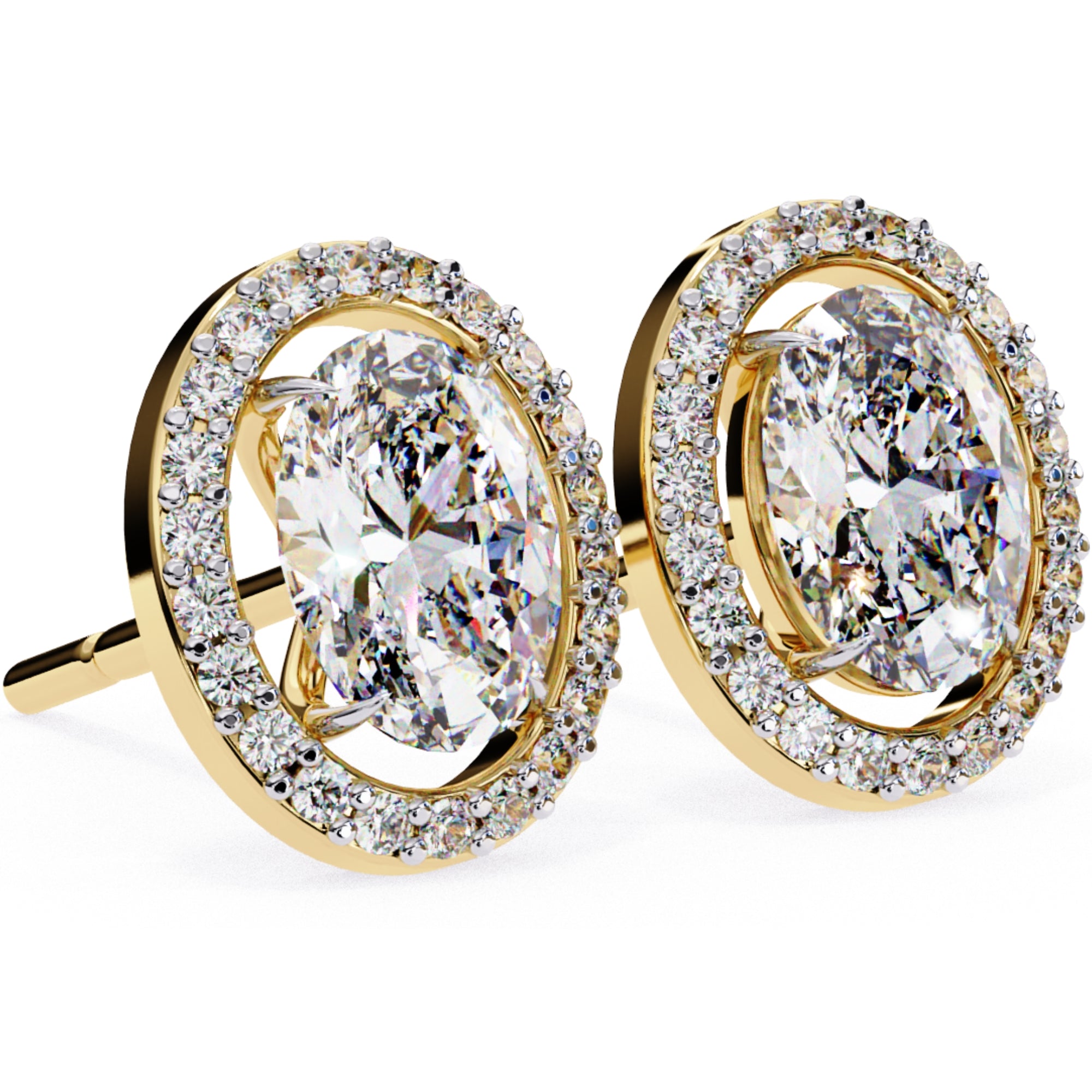 Cercei Stud Oval Star din Aur 14k cu Diamante Create în Laborator de 0.97 ct din 14K Aur Galben - Castelo.ro