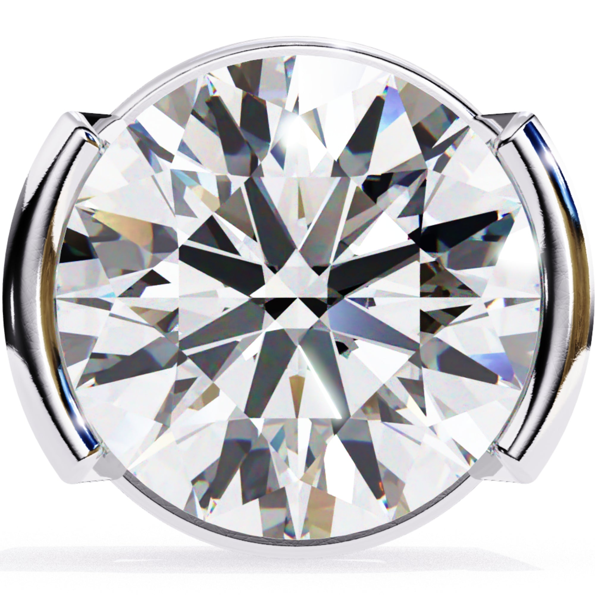 Cercei Stud Bezel Rio din Aur 14k cu Moissanite Tăietură Briliant de 2.5 ct din 14K Aur Alb - Castelo.ro