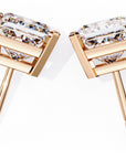 Cercei Stud Imperial din Aur 14k cu Moissanite Tăietură Princess de 3 ct din 14K 8K Aur Roz - Castelo.ro