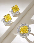 Cercei Stud Ananas cu Cristal Galben din Argint S925 Placat cu Rodiu și Zircon A5 din - Castelo.ro