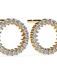Cercei Stud Circle of Fire cu Moissanite Tăietură Briliant de 0.3 ct din 18K Aur Galben - Castelo.ro