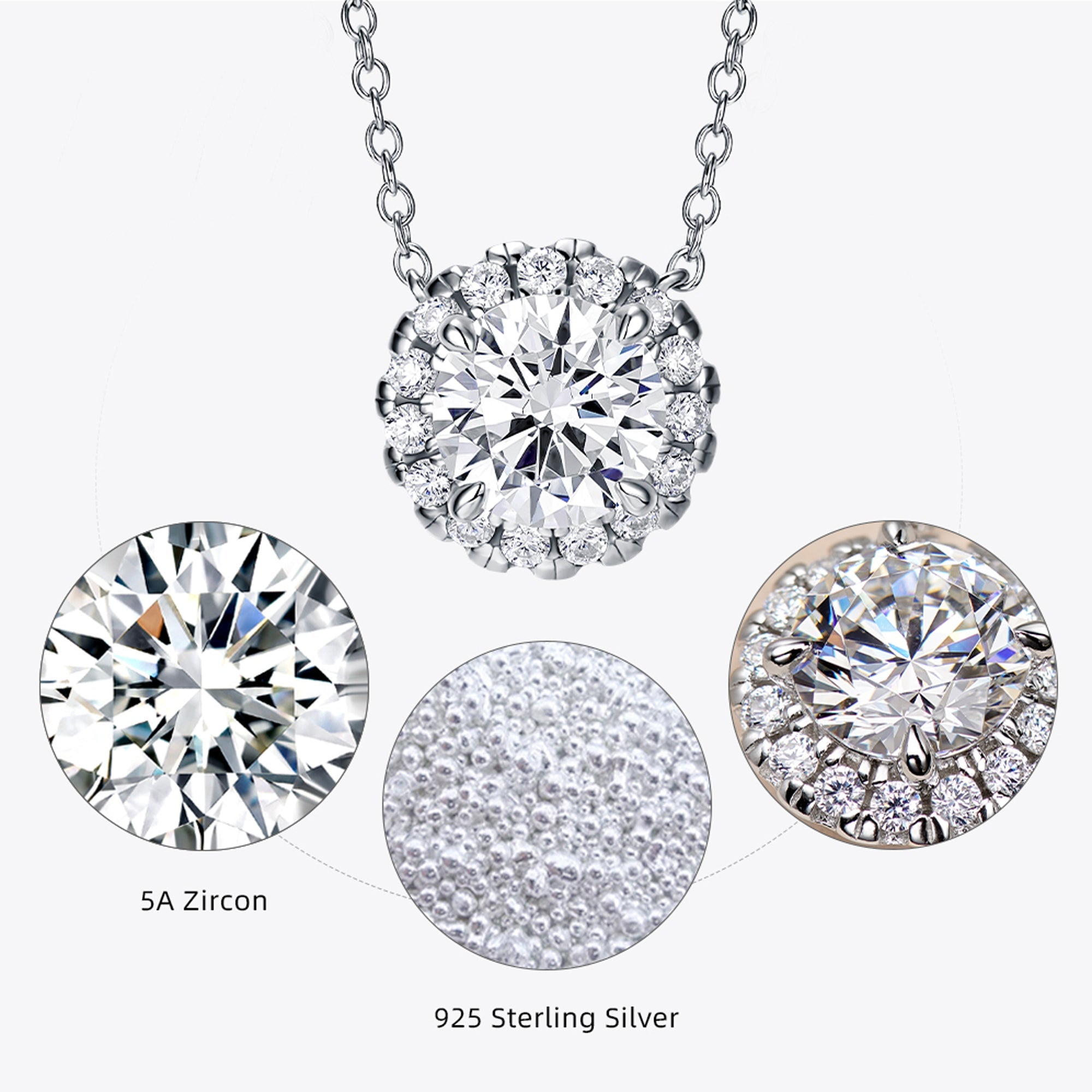 Pandativ Piatra Halo Solitaire din Argint 925, Cu Zircon din - Castelo.ro