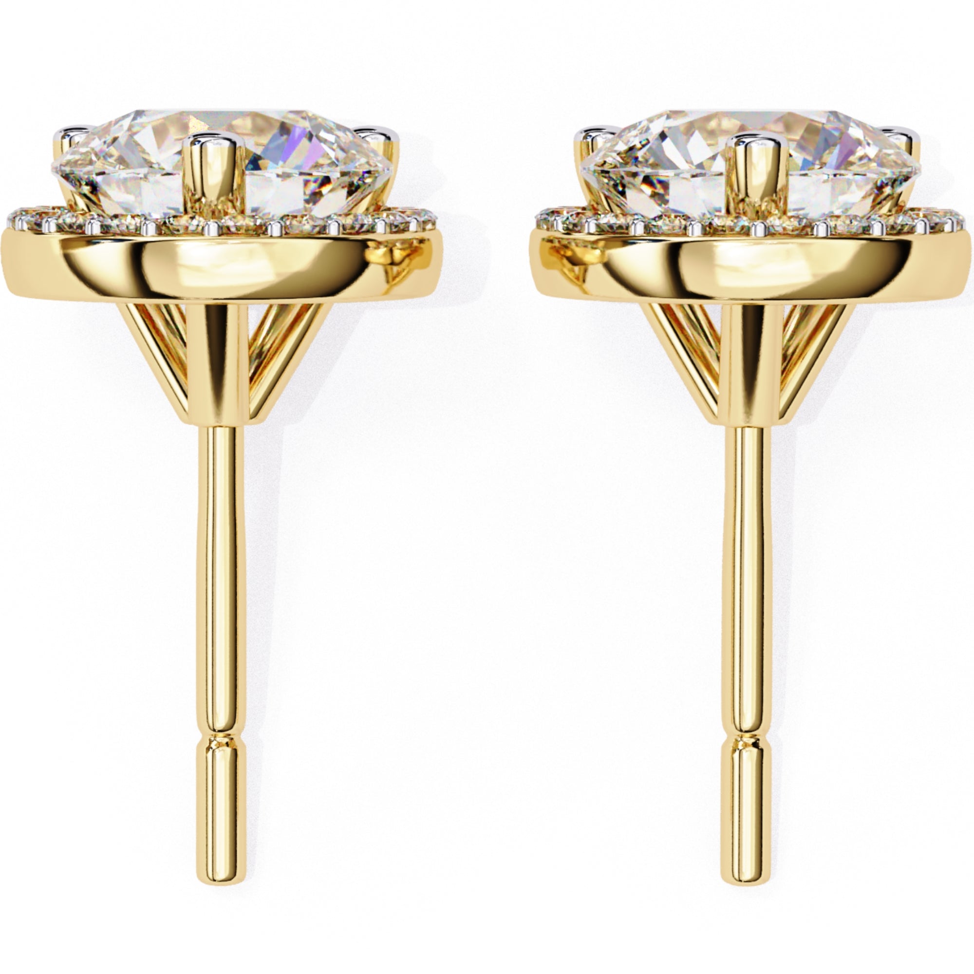 Cercei Stud Halo Dreams din Aur 14k cu Moissanite de 1.95 ct