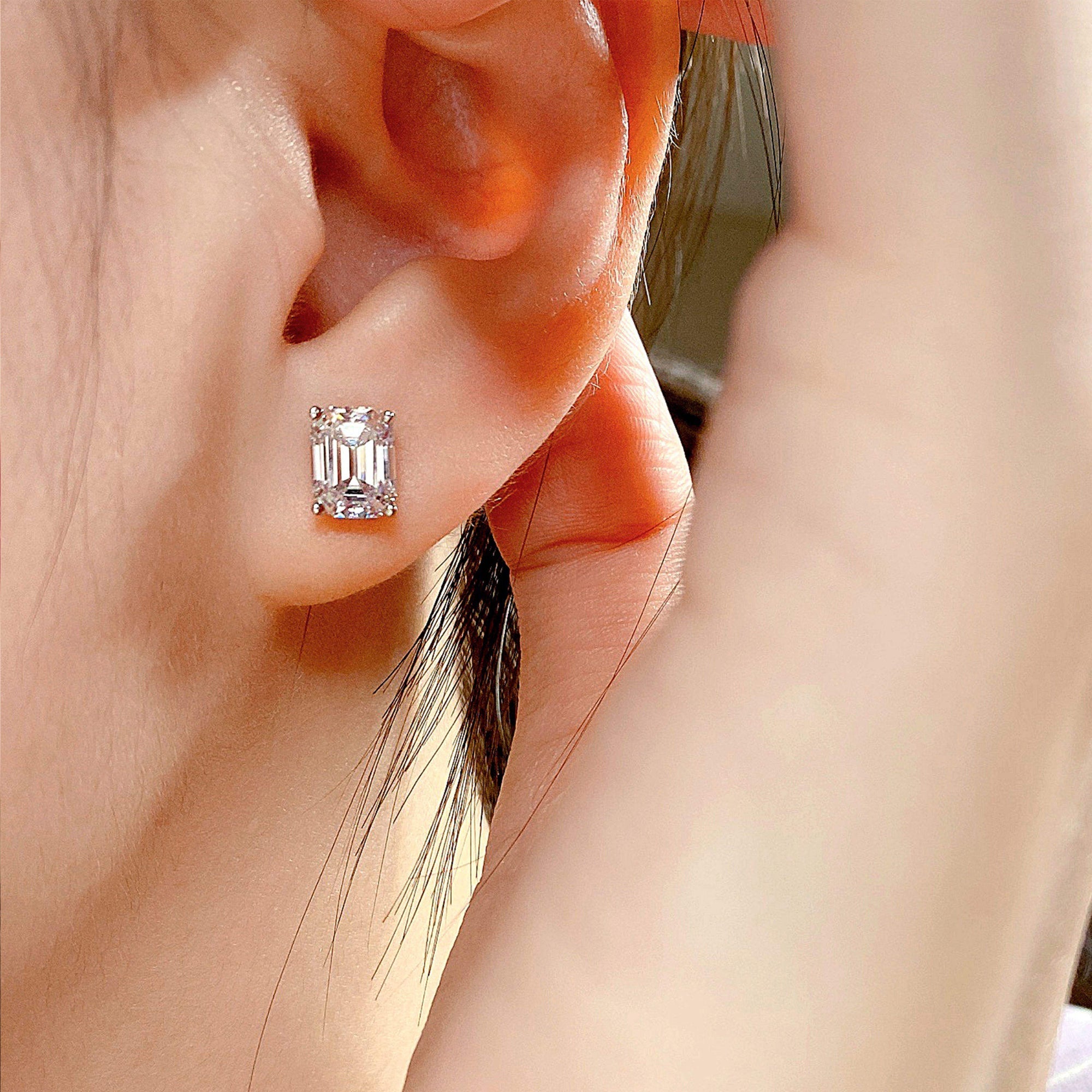 Cercei Stud Clasici cu Zircon Tăietură Asscher din Argint 925 din - Castelo.ro