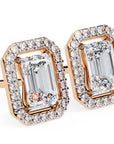 Cercei Stud Louvre Radiant cu Diamante Create în Laborator de 0.86 ct din 18K Aur Roz - Castelo.ro