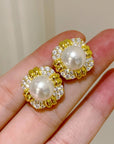 Cercei Vintage cu Perlă 10 mm din Argint Masiv 925 Placat cu Aur Galben și Zircon 5A din - Castelo.ro