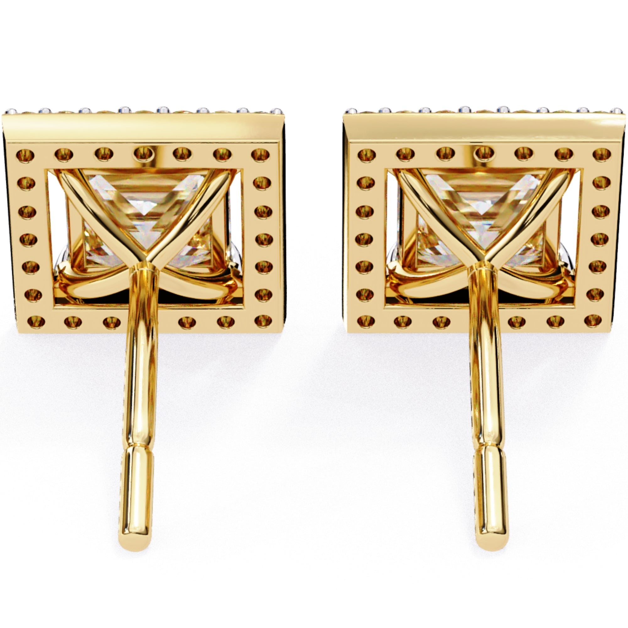 Cercei Stud Square cu Diamante Create în Laborator de 0.84 ct din 18K Aur Galben - Castelo.ro