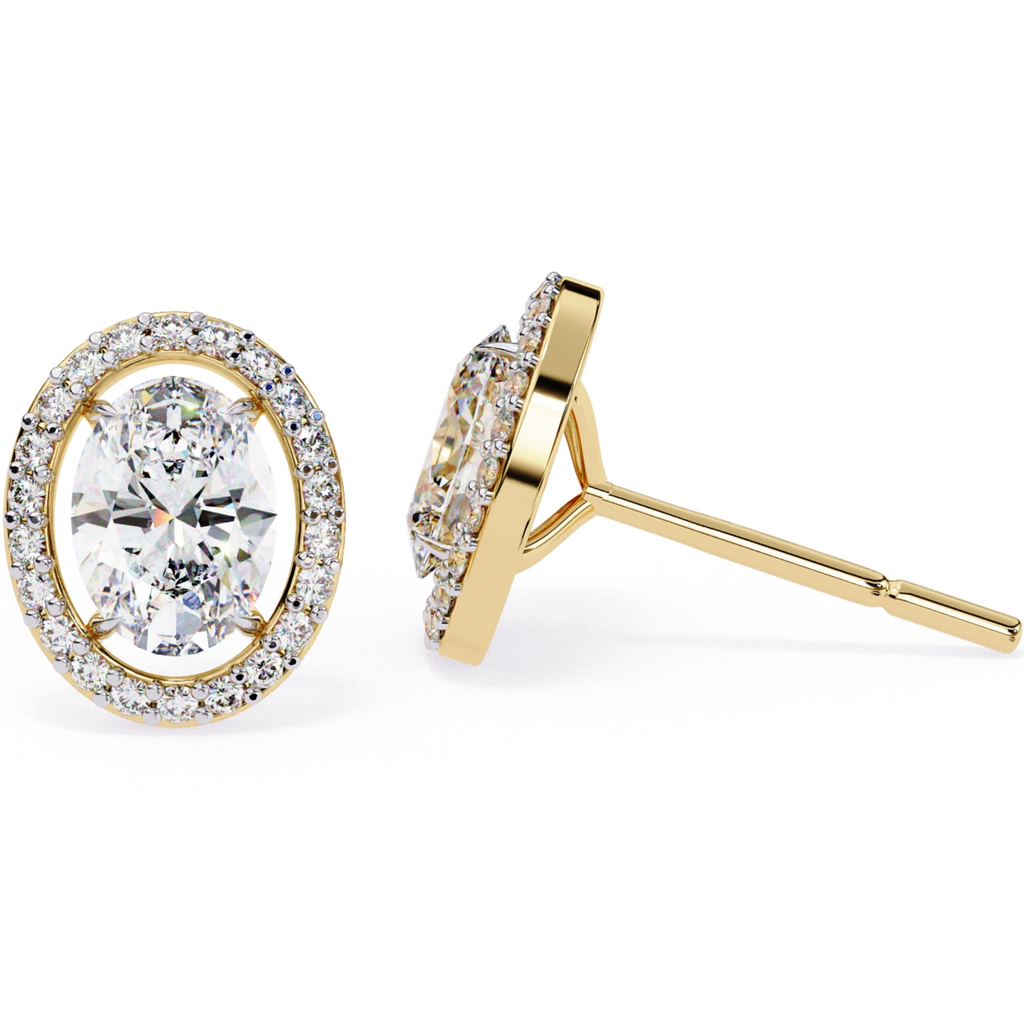 Cercei Stud Oval Star din Aur 14k cu Diamante Create în Laborator de 0.97 ct din 14K Aur Galben - Castelo.ro