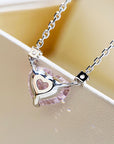 Colier Pendant Inimă Roz din Argint 925 cu Zircon din - Castelo.ro