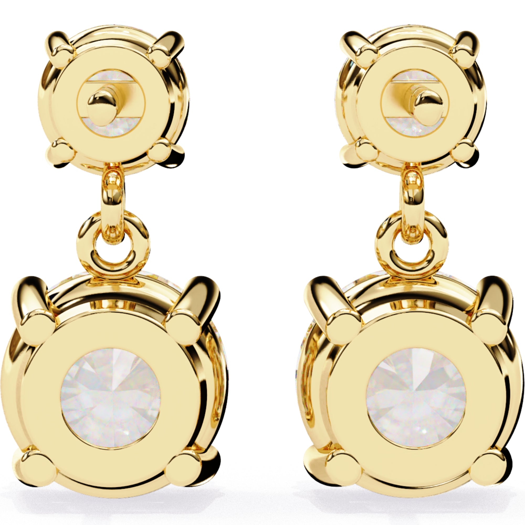 Cercei Drop Stud Cu Diamante Naturale Tăietură Briliant de 3.7 ct din 18K Aur Galben - Castelo.ro