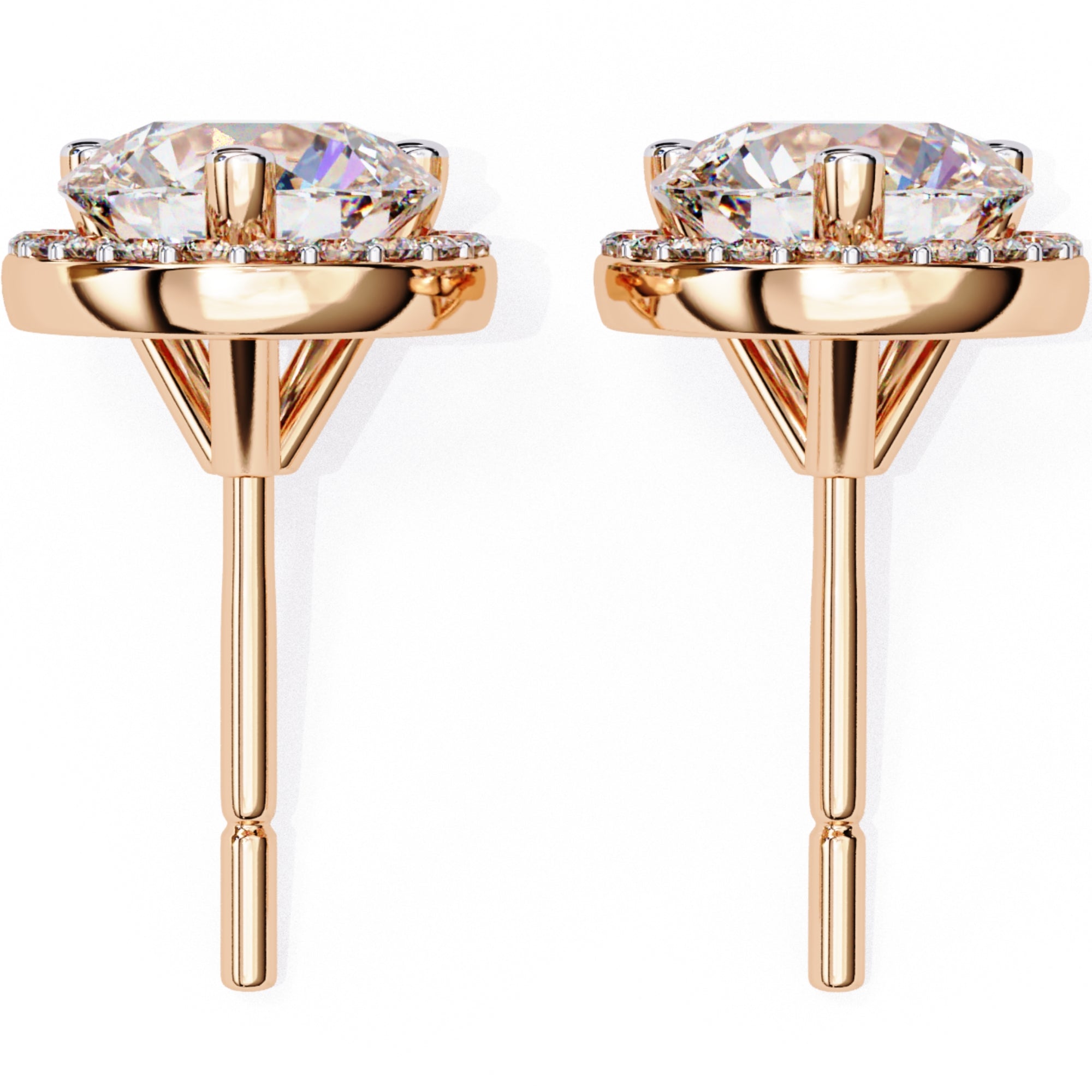 Cercei Stud Halo Dreams din Aur 14k cu Moissanite de 1.95 ct