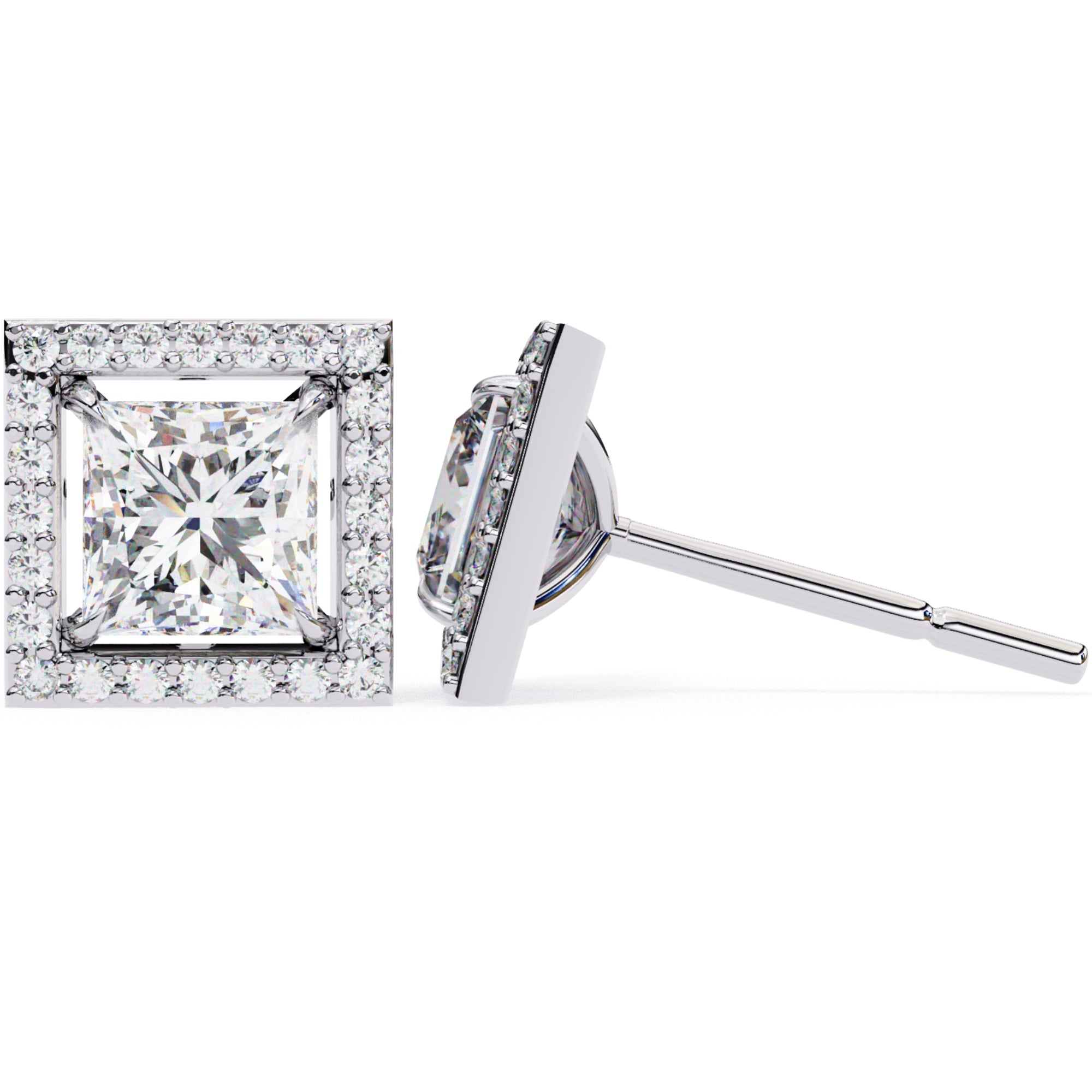 Cercei Stud Square cu Diamante Create în Laborator de 0.84 ct din - Castelo.ro