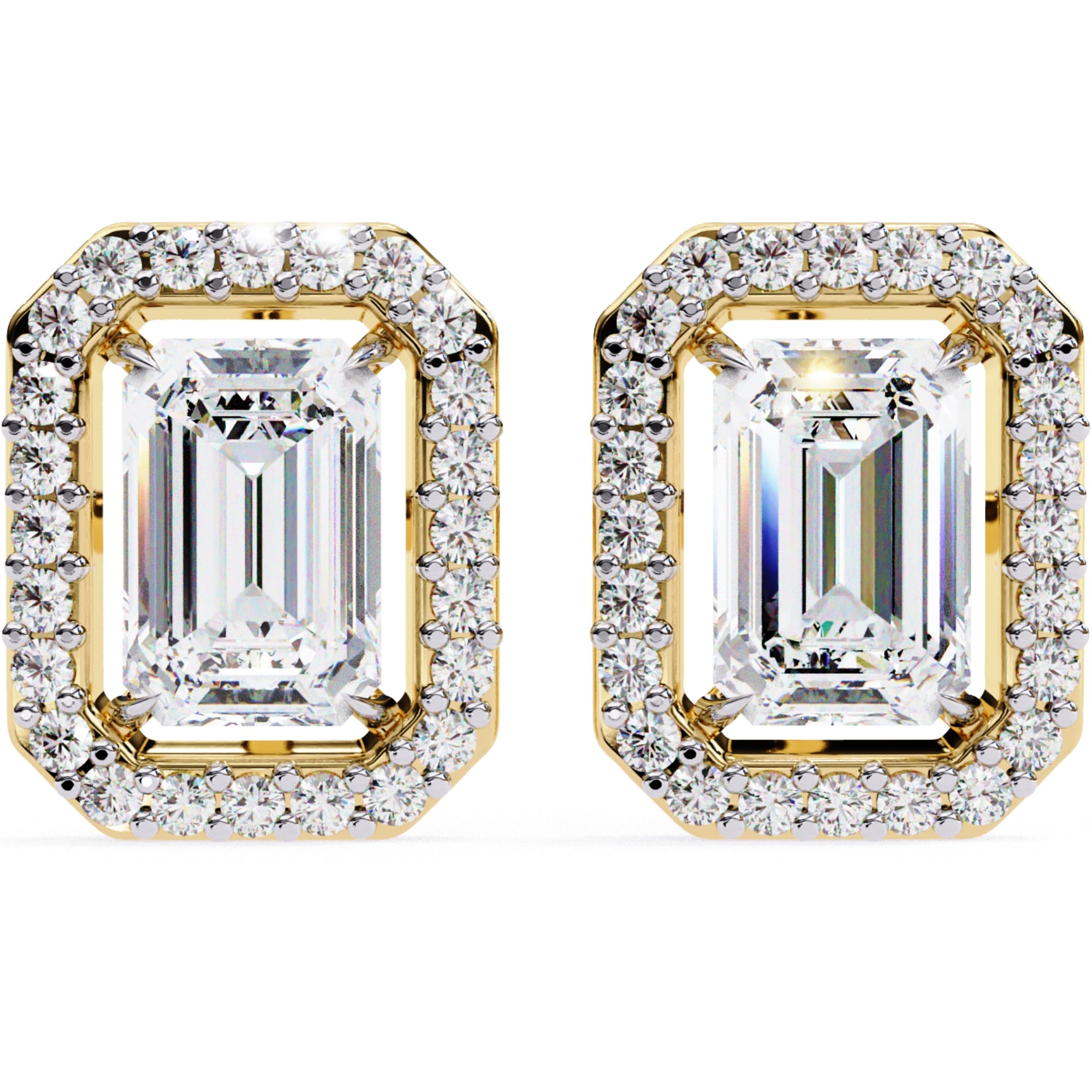 Cercei Stud Louvre Radiant cu Diamante Create în Laborator de 0.86 ct din 18K Aur Galben - Castelo.ro
