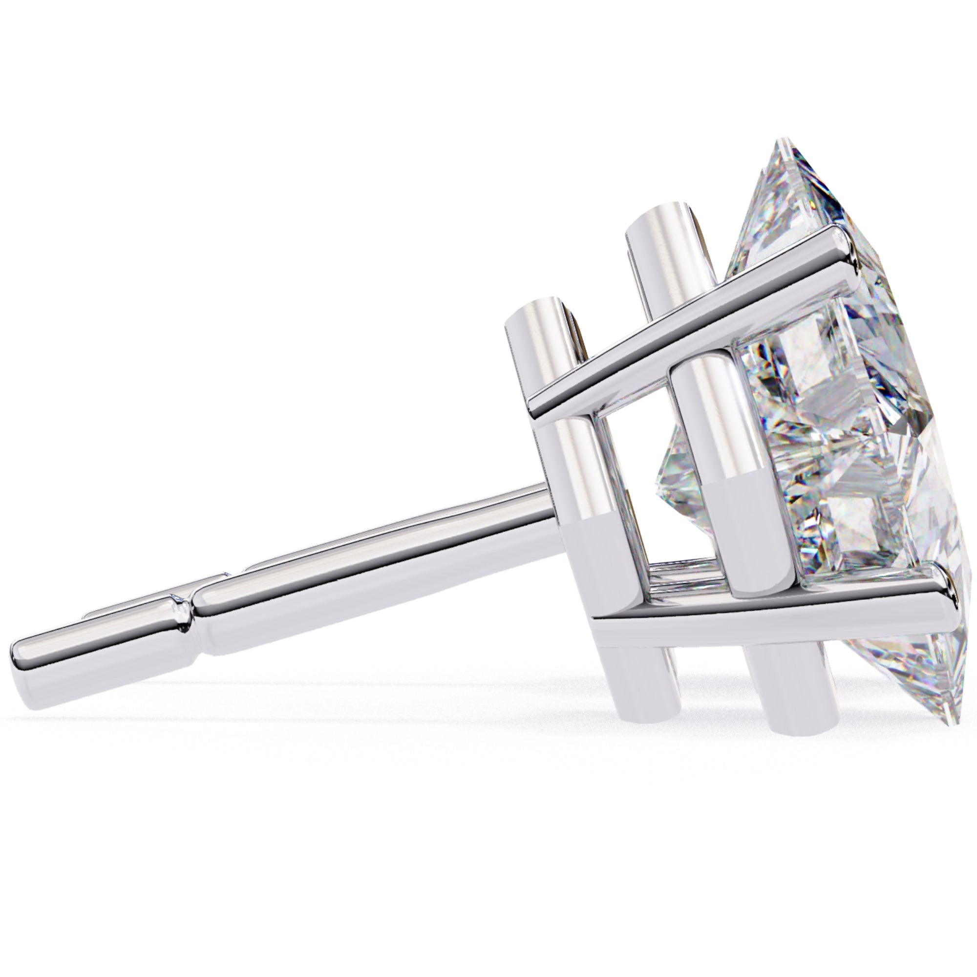 Cercei Stud Cu Diamante Naturale Tăietură Princess de 2 ct din - Castelo.ro
