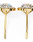Cercei Stud Round Halo cu Moissanite de 0.92 ct din 18K Aur Galben - Castelo.ro
